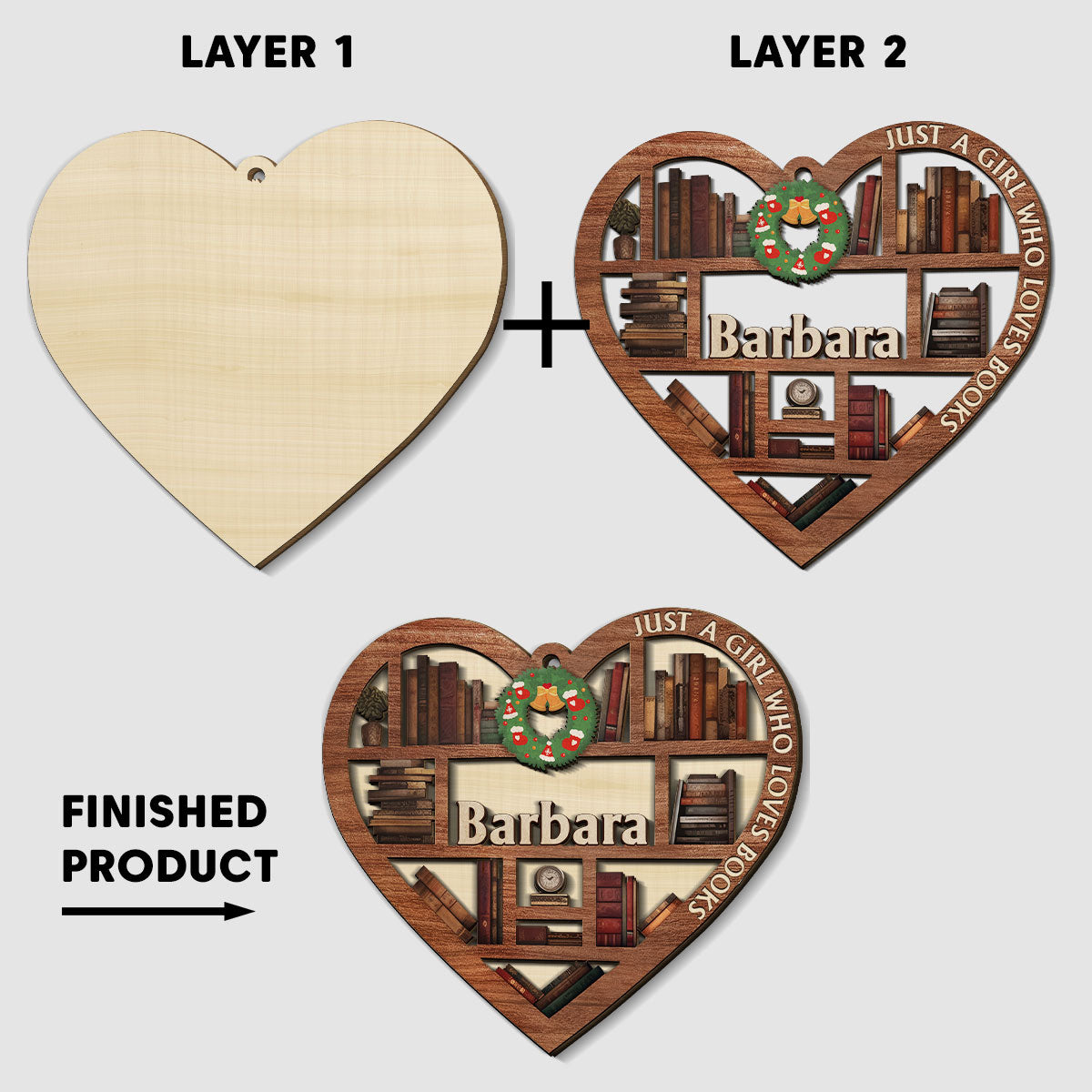 Just A Girl Who Loves Books - Personalized Custom 2-layered Wood Ornament