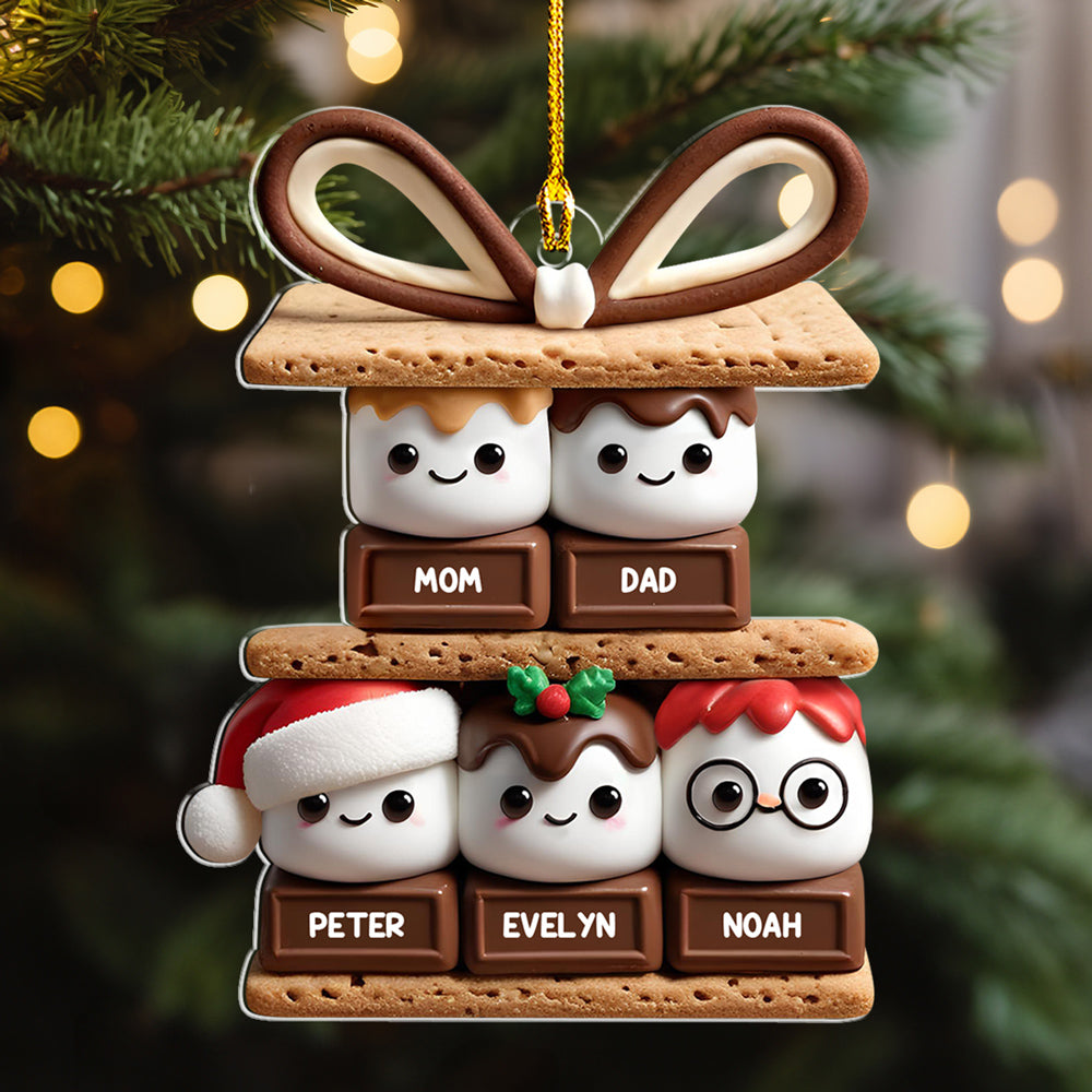 Happy Smores - Personalized Custom Acrylic Ornament - Gifts For Family, Friends, Coworkers