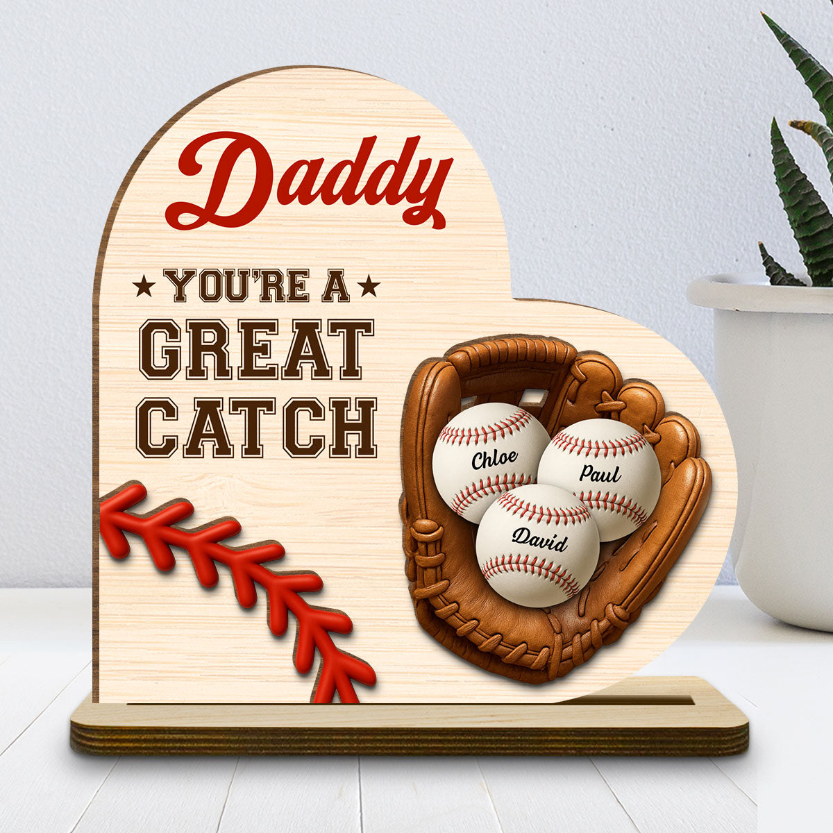 Best Baseball Dad - Personalized Custom 2-Layer Wood Plaque With Flat Base