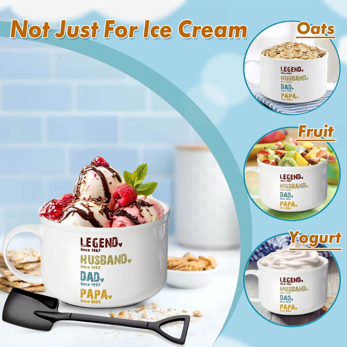 Legend, Husband, Dad, Grandpa - Personalized Custom Ceramic Bowl