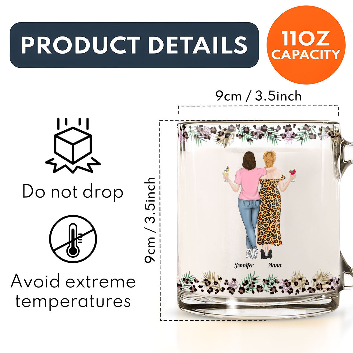 Beautiful Friendship - Personalized Custom Glass Mug