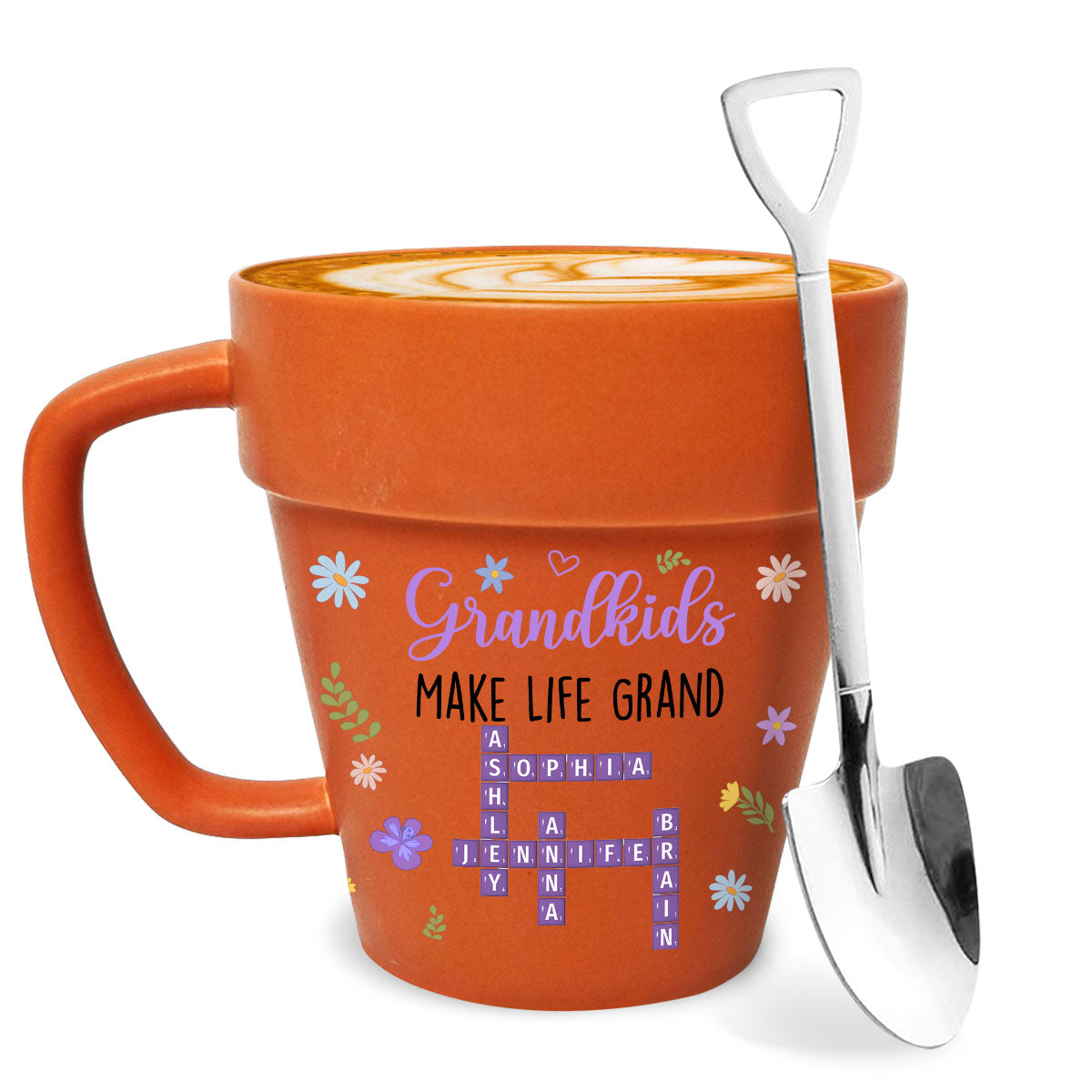 Grandkids Make Life Grand Crossword Puzzle - Personalized Custom Plant Pot Mug
