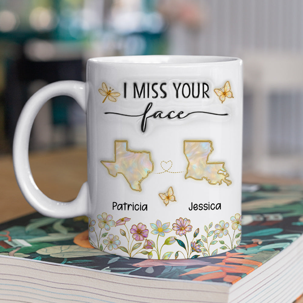 I Miss Your Face Mother Of Pearl - Personalized Custom 3D Inflated Effect Coffee Mug