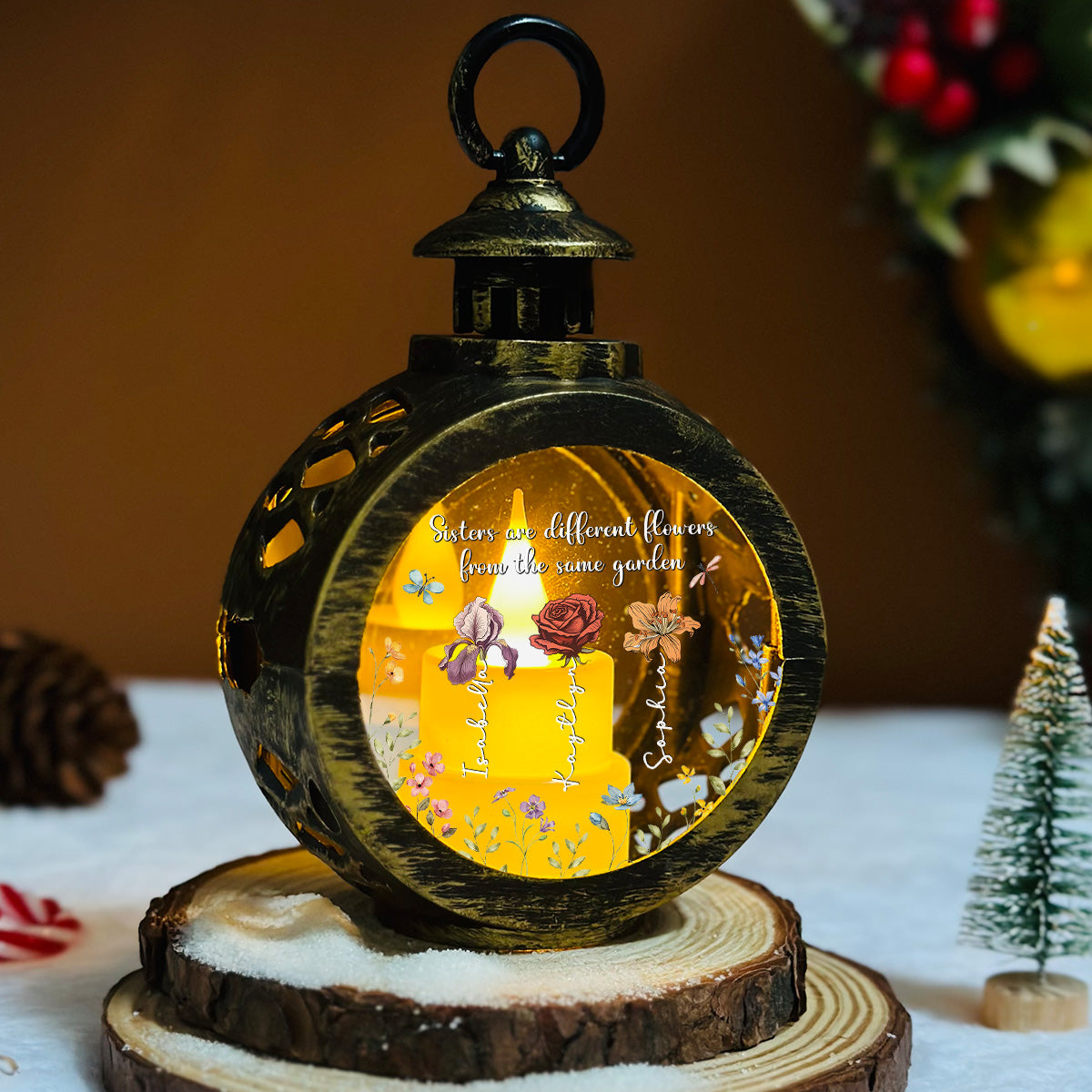 Flowers From Same Garden - Personalized Custom Christmas Lantern