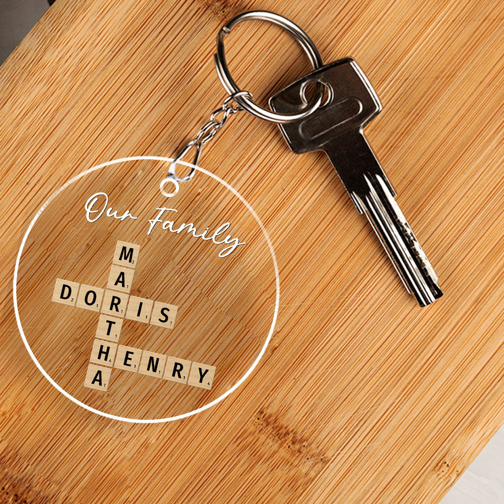 Family Besties Coworker Crossword Art  - Personalized Custom Acrylic Keychain