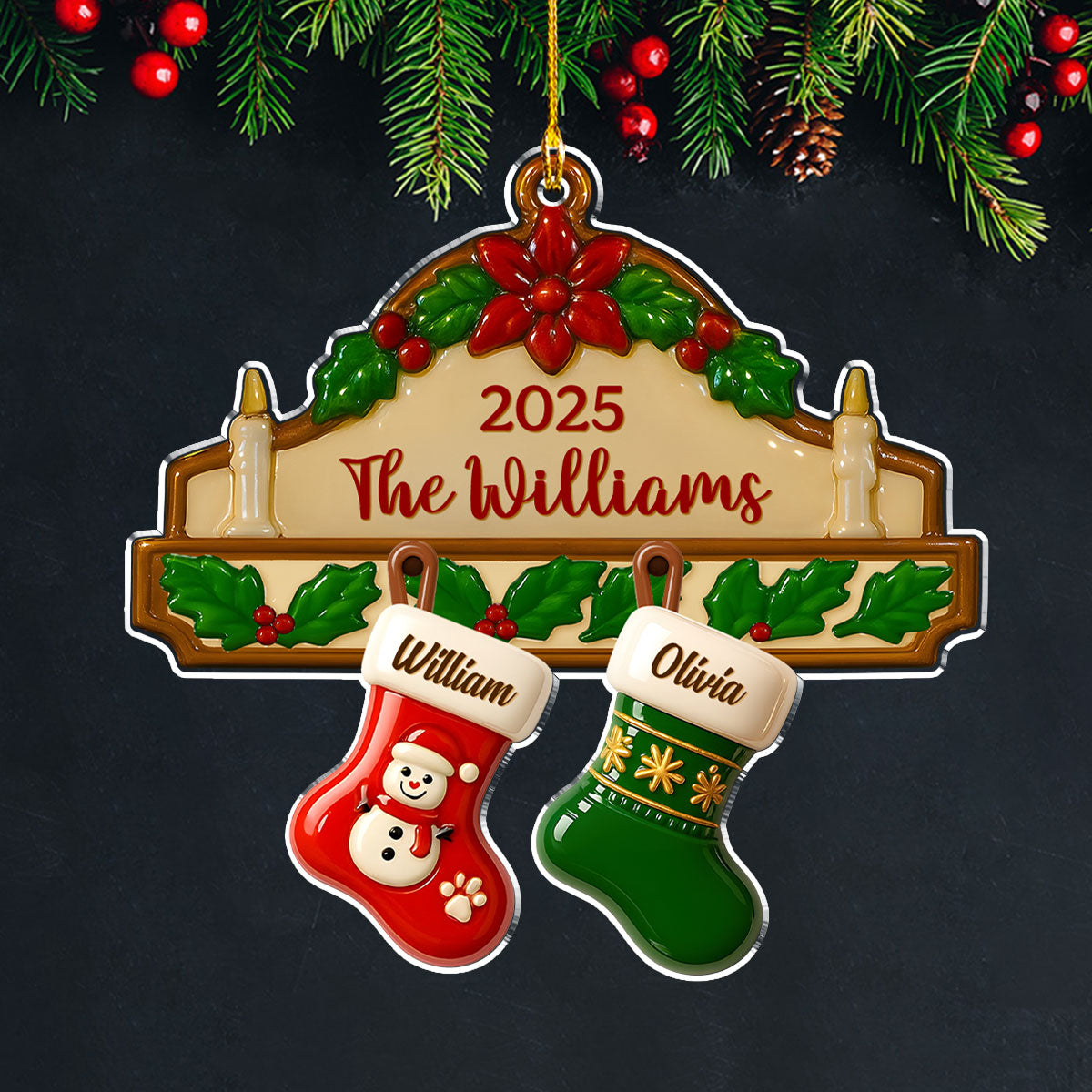 Festive Family Cheer - Personalized Custom Acrylic Ornament