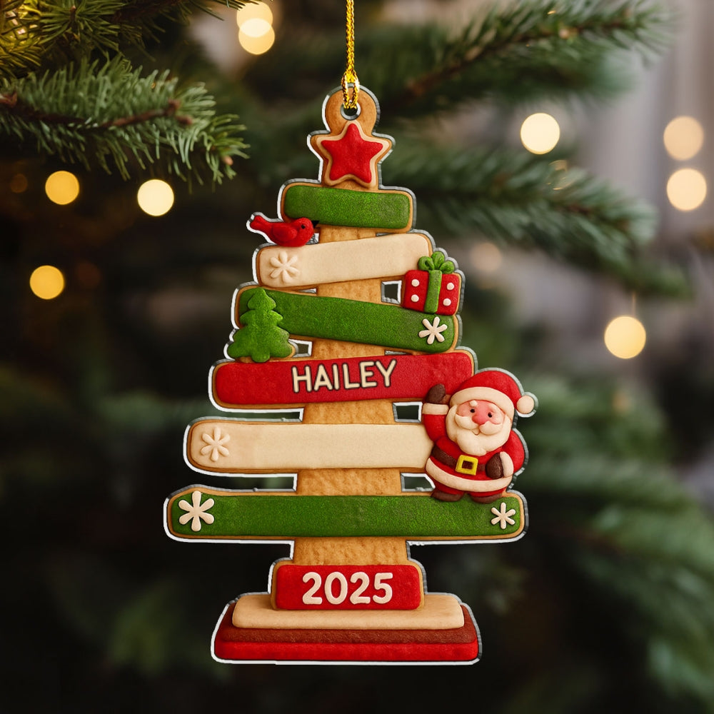 Family Names Christmas Holiday - Personalized Custom Acrylic Ornament