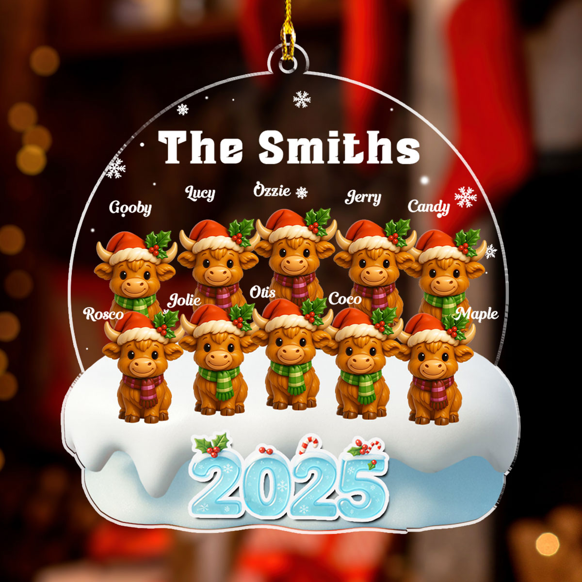 Christmas Highland Cow - Personalized Custom Acrylic Ornament