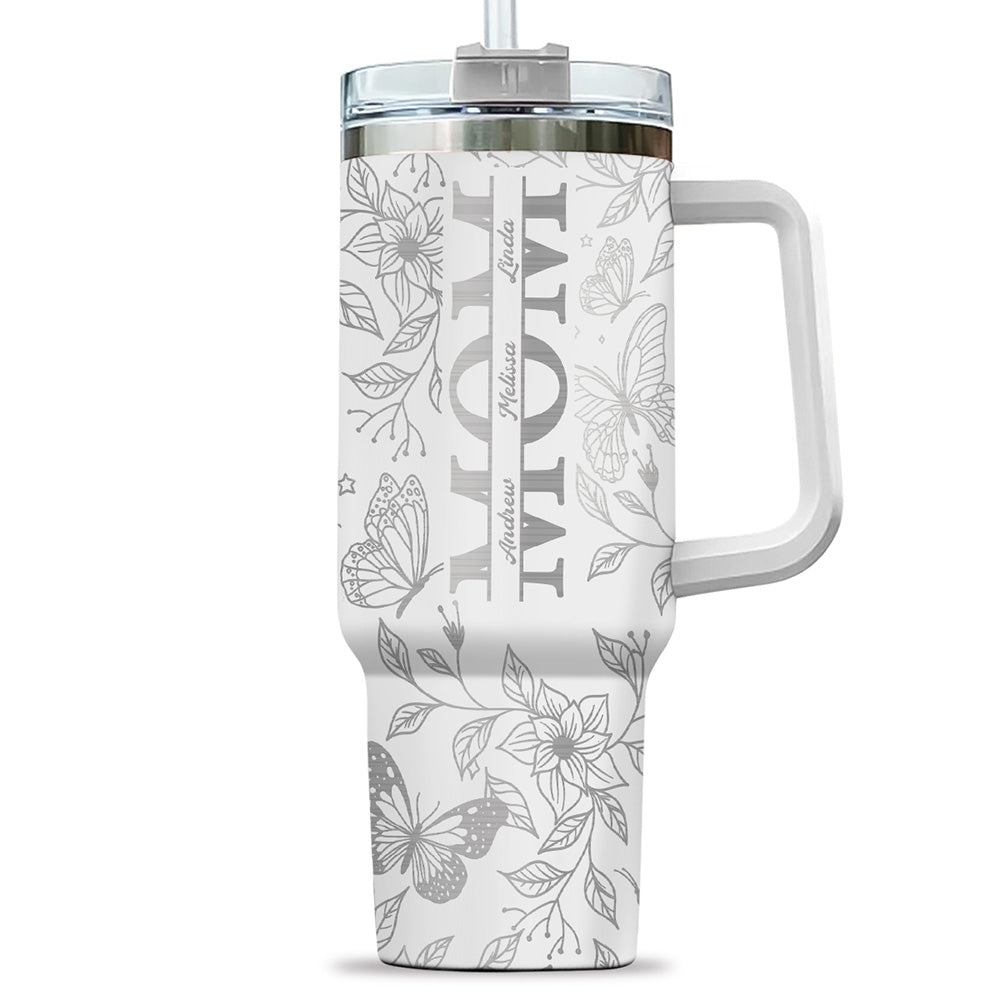 The Love Of Mom - Personalized Custom Engraved 40oz Tumbler With Handle