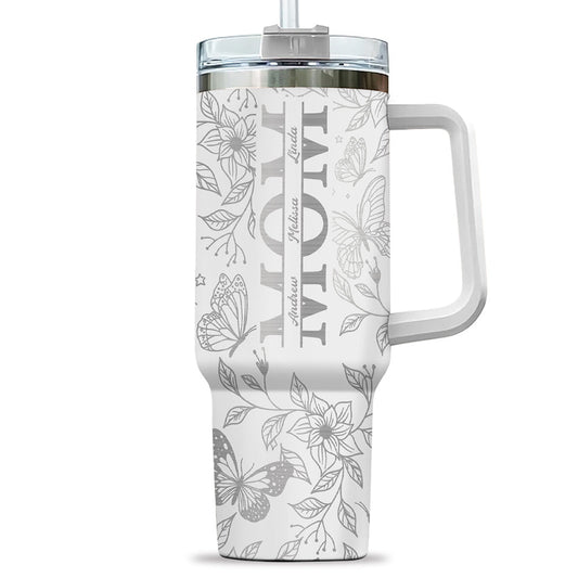 The Love Of Mom - Personalized Custom Engraved 40oz Tumbler With Handle