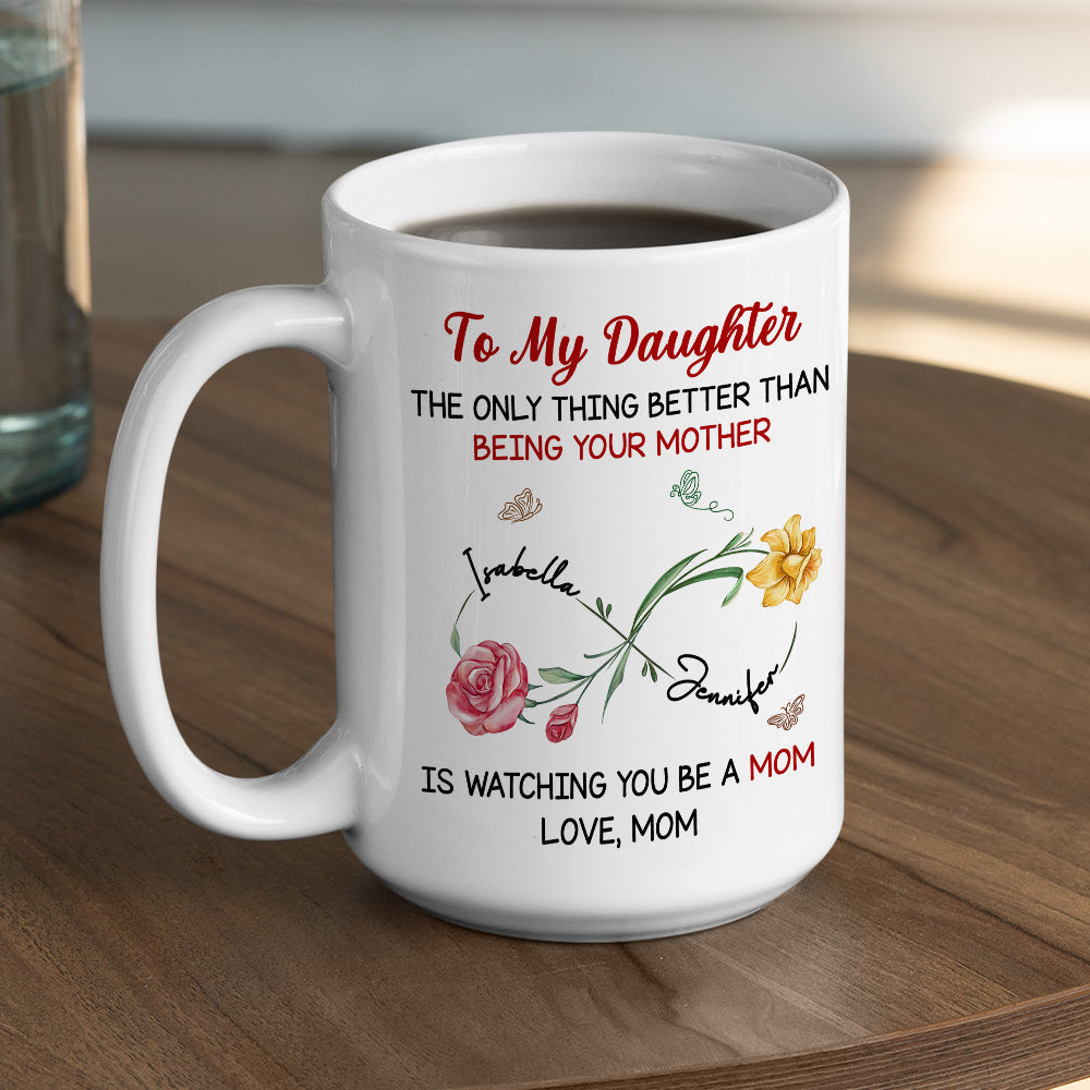 Watching You Be A Mom My Daughter - Personalized Custom Coffee Mug