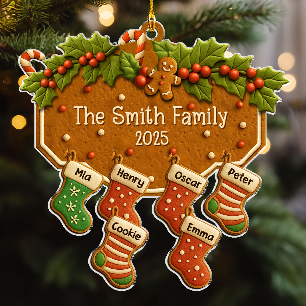 Family With Pet Cookies - Personalized Custom Acrylic Ornament