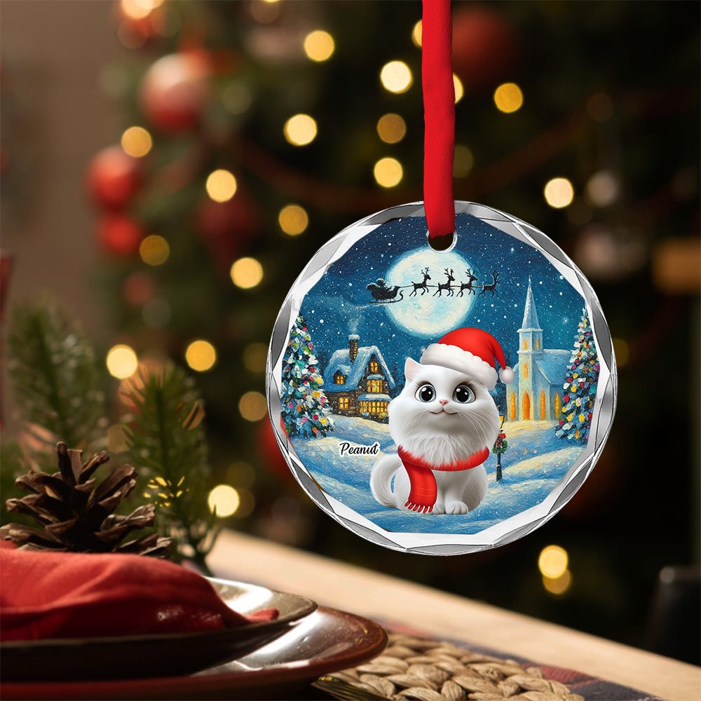 Falling In Me Cat Ver - Personalized Custom Glass Ornament
