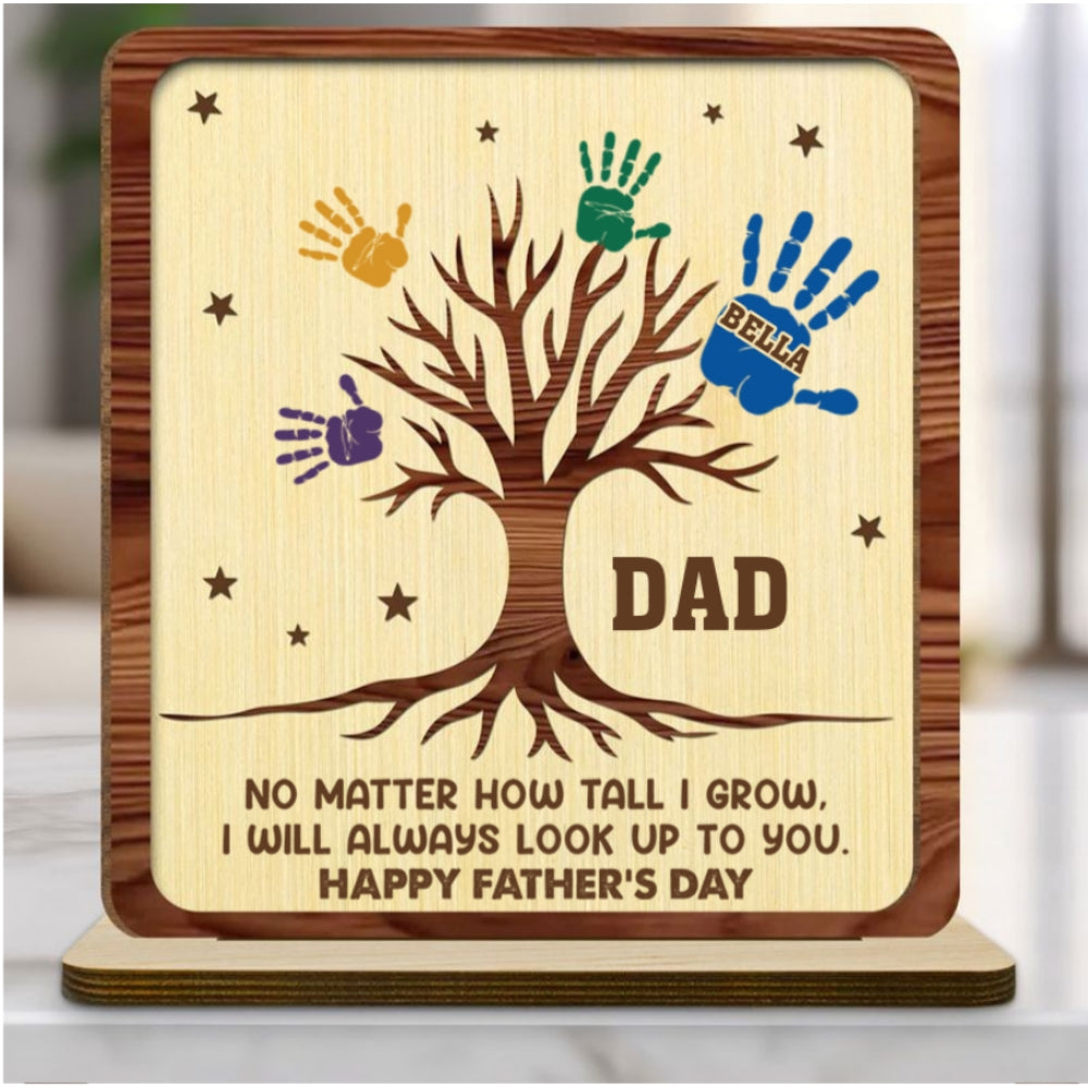 Still Looking Up To You- Personalized Custom 2-Layer Wood Plaque With Flat Base