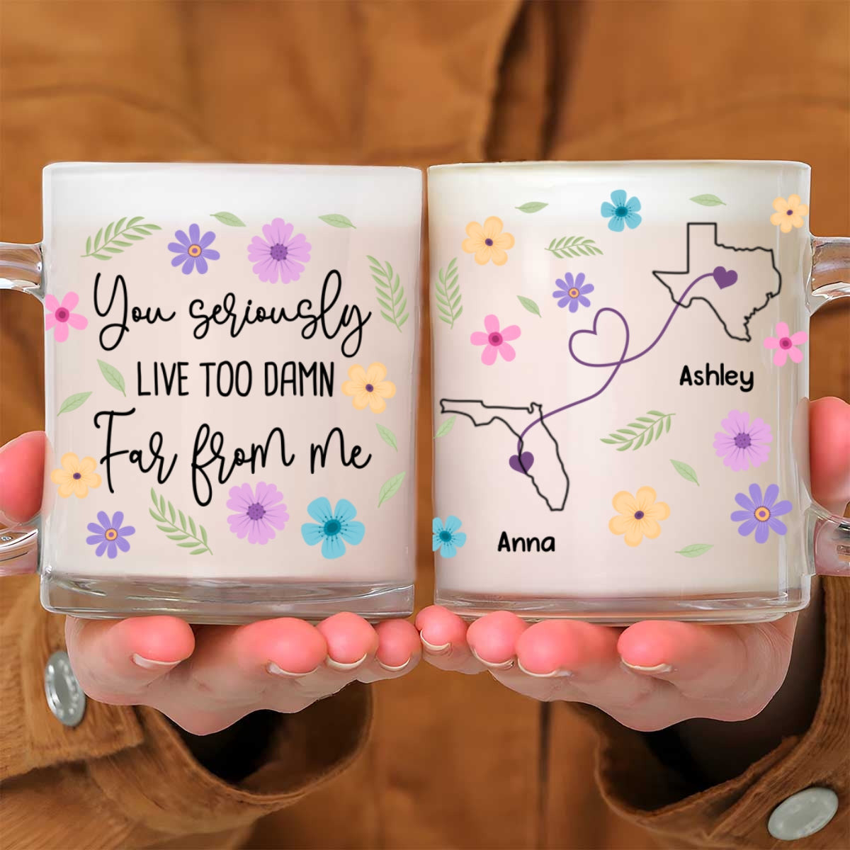 Hate Being This Far - Personalized Custom Glass Mug