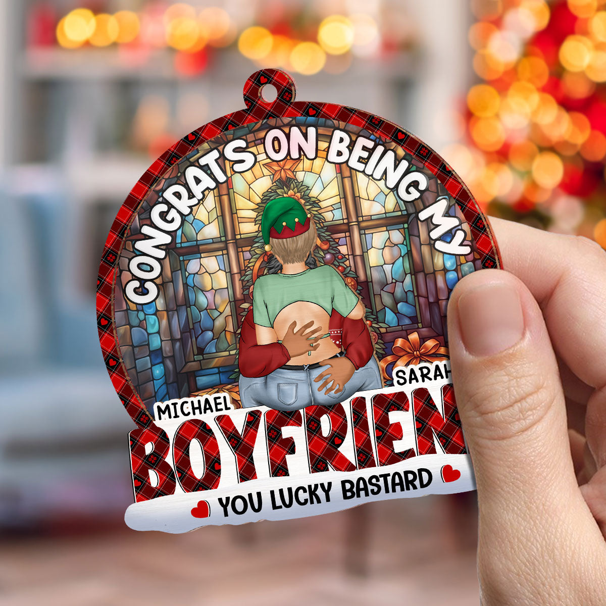 Congrats On Being My Boyfriend - Personalized Custom Suncatcher Ornament