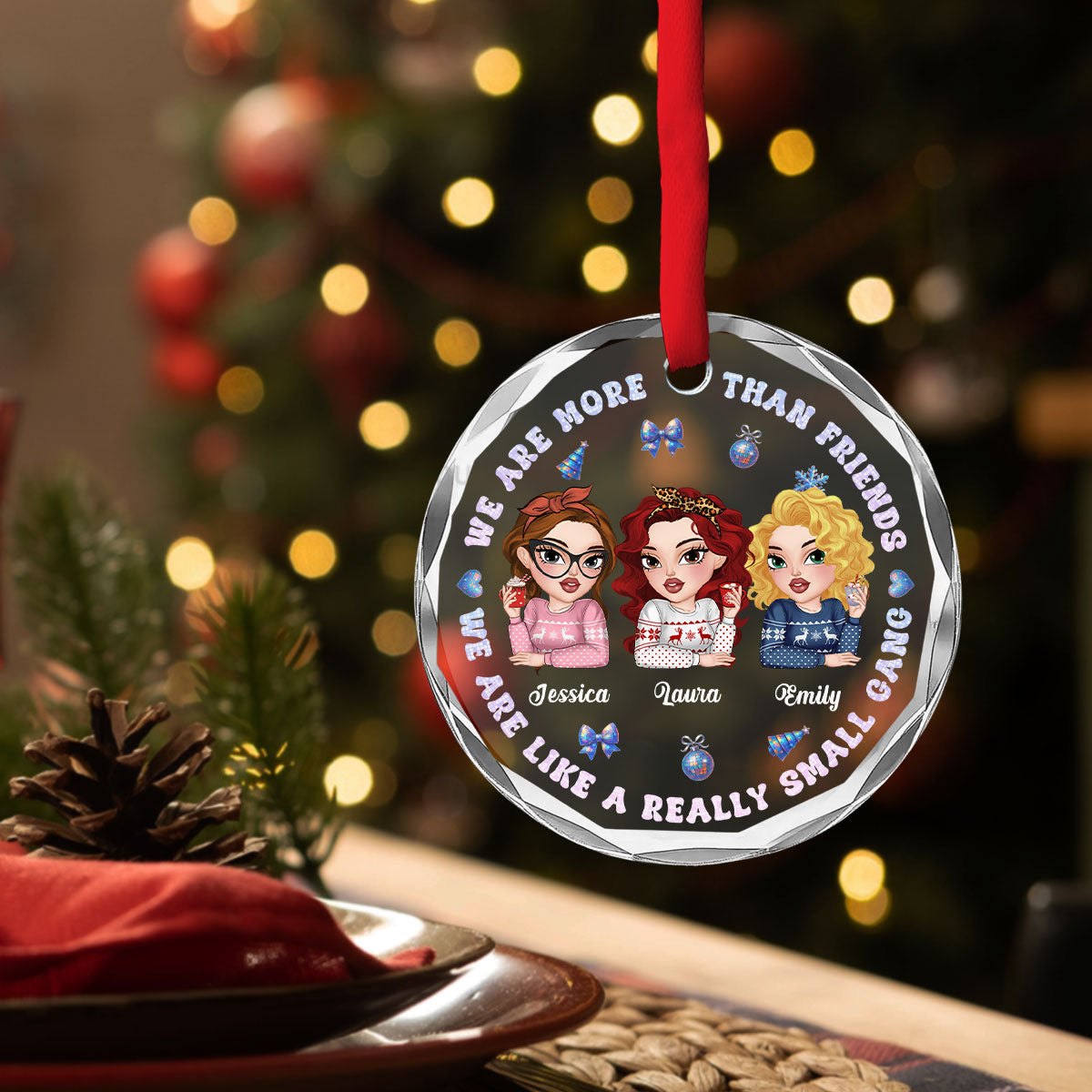 Together We Conquer Every Storm - Personalized Custom Glass Ornament