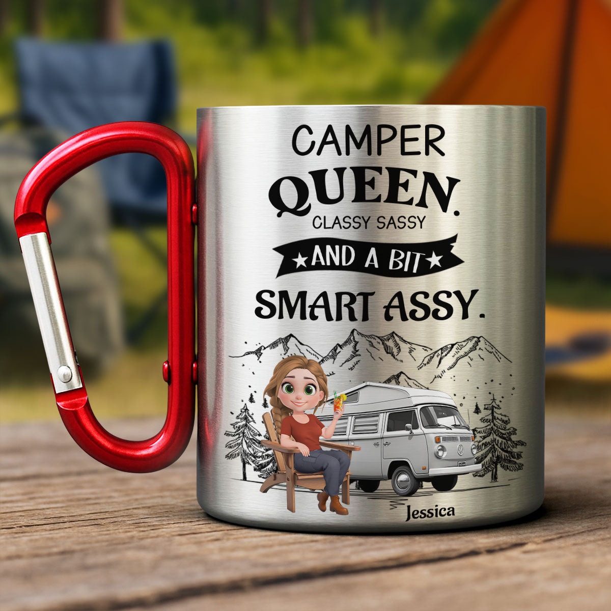 Queen Of The Campsite - Personalized Custom Carabiner Mug