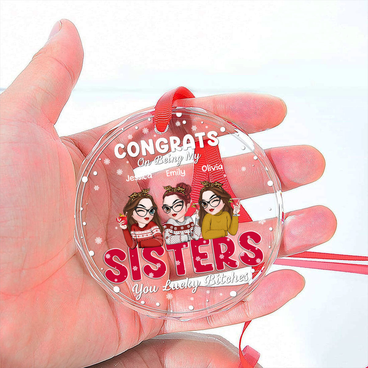 Thank You For Being My Bestie - Personalized Custom Glass Ornament