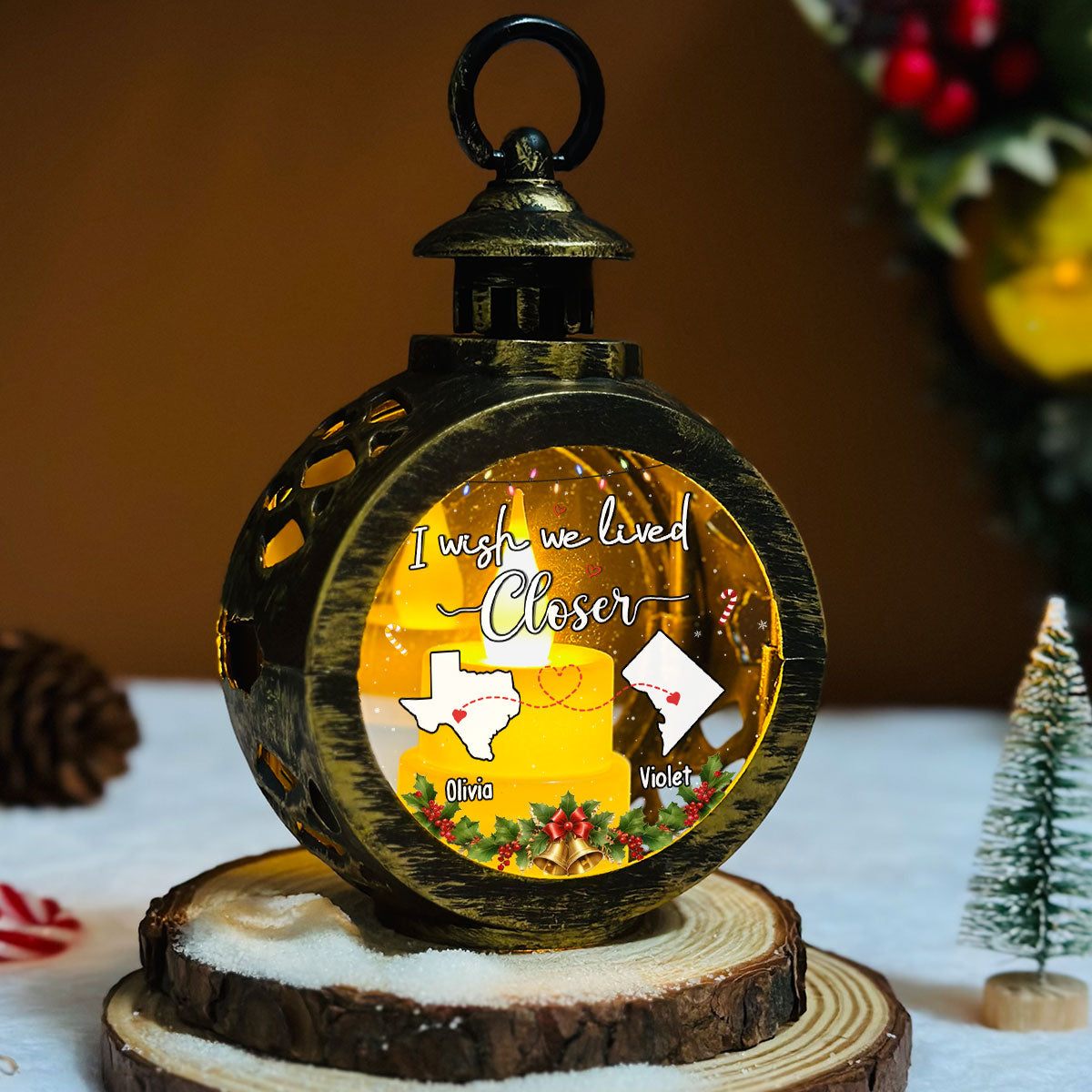 I Wish We Lived Closer - Personalized Custom Christmas Lantern