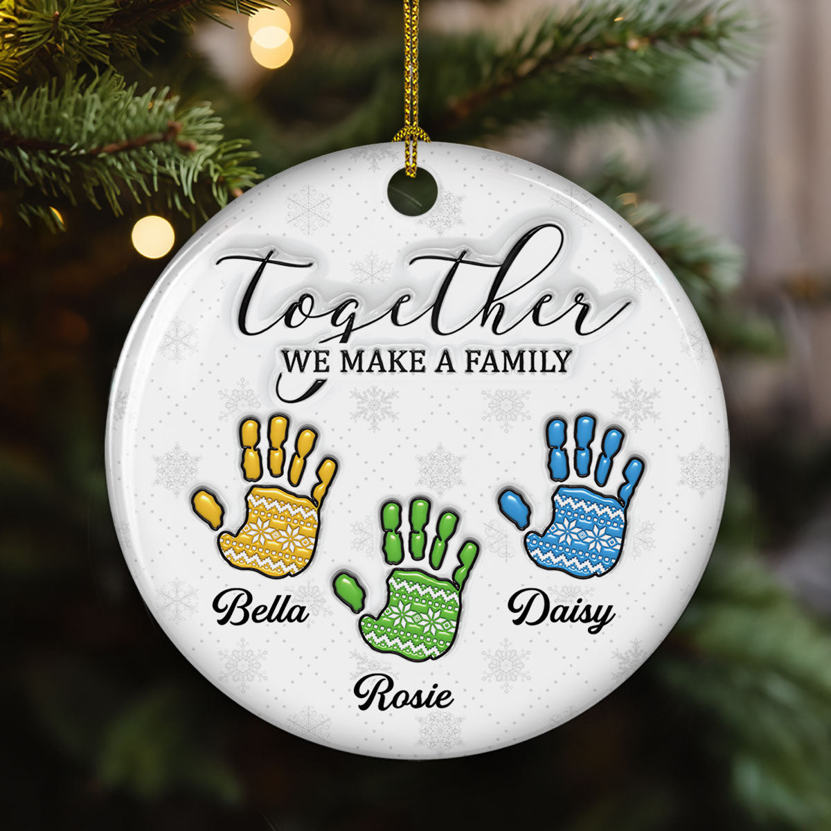 Together We Make A Family - Personalized Custom 3D Inflated Effect Ceramic Ornament