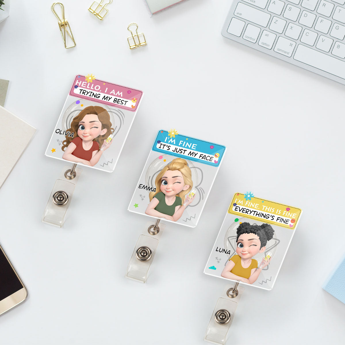 I Am Trying My Best - Personalized Custom Acrylic Badge Reel