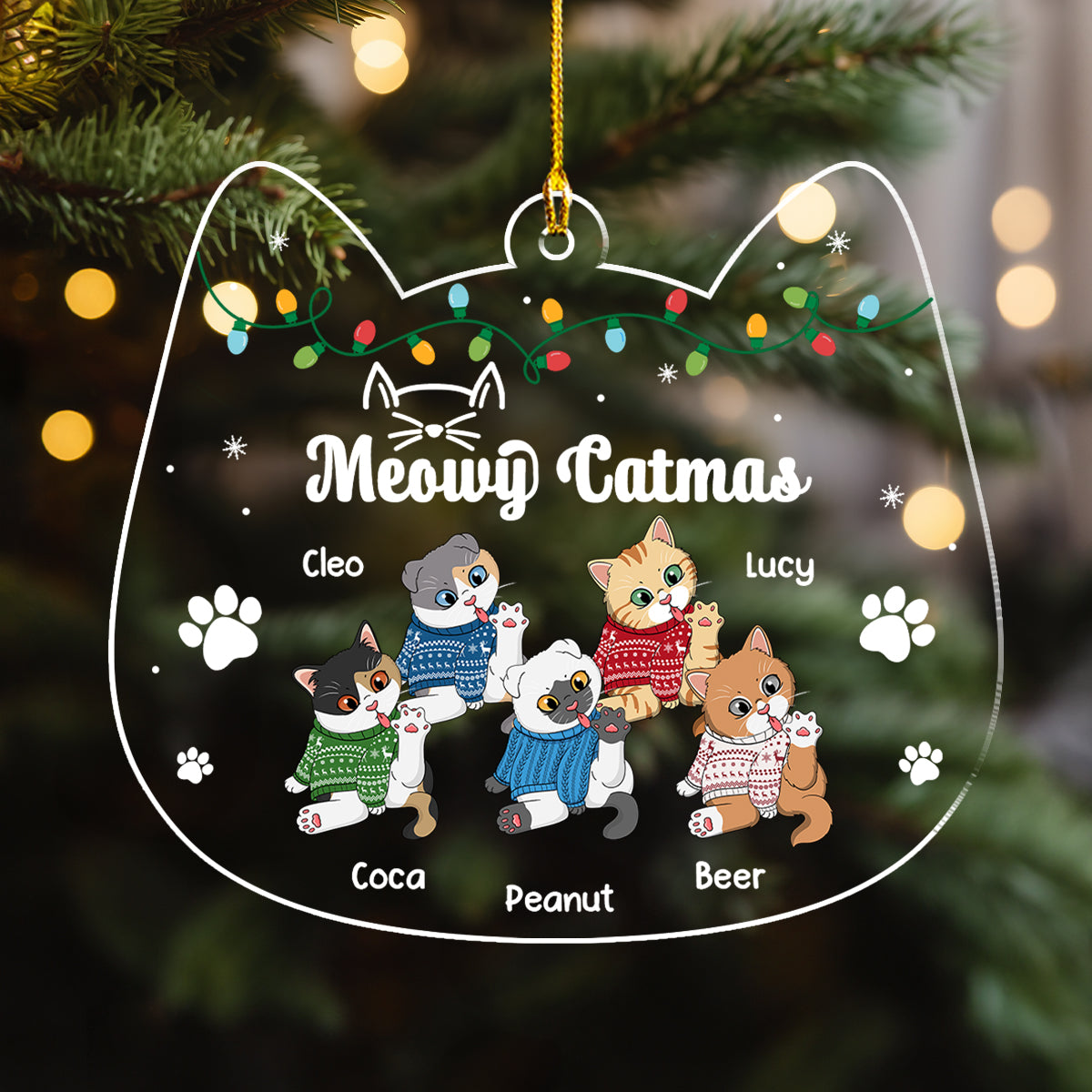 Meowy Catmas Licking- Personalized Custom Acrylic Ornament