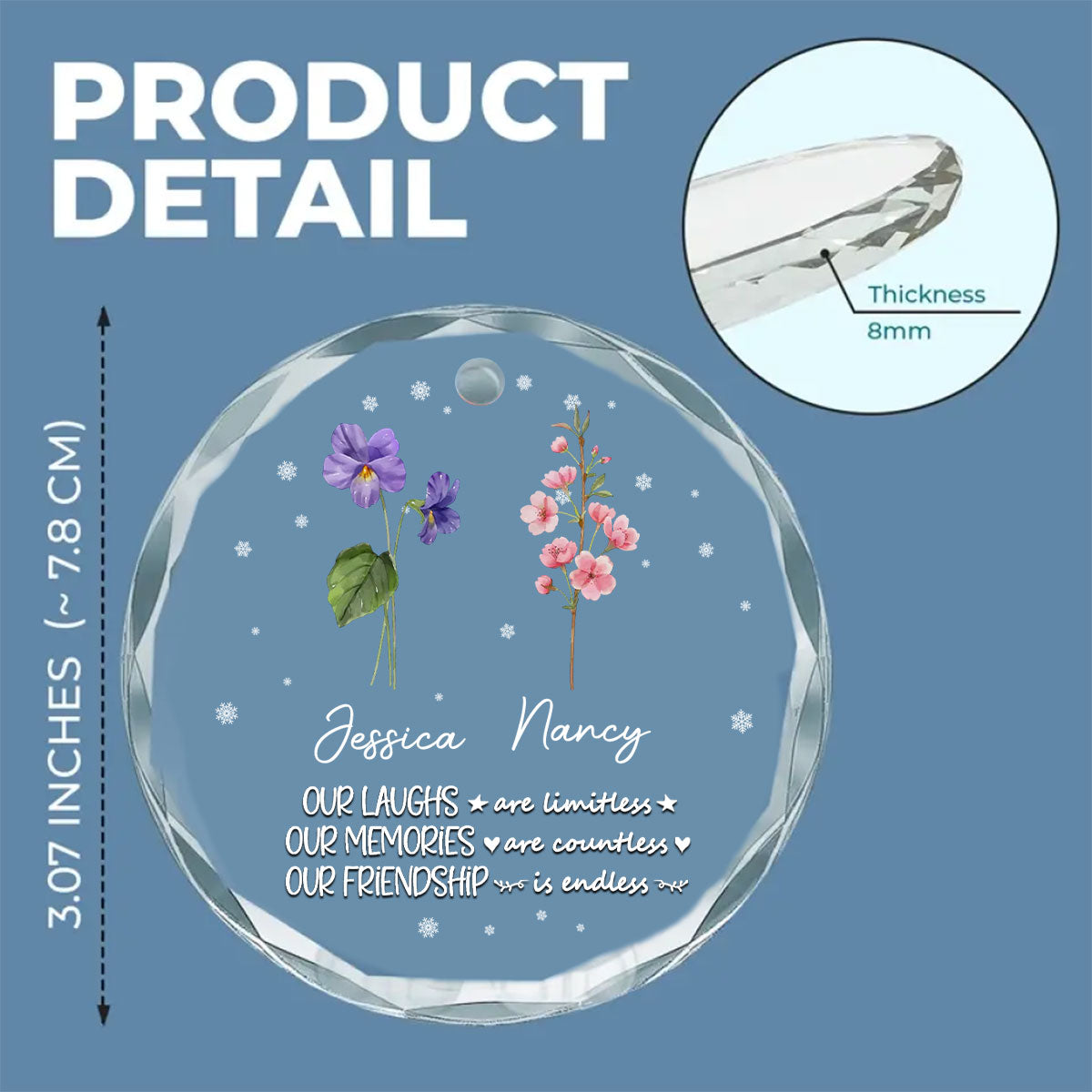 Friendship - Personalized Custom Glass Ornament