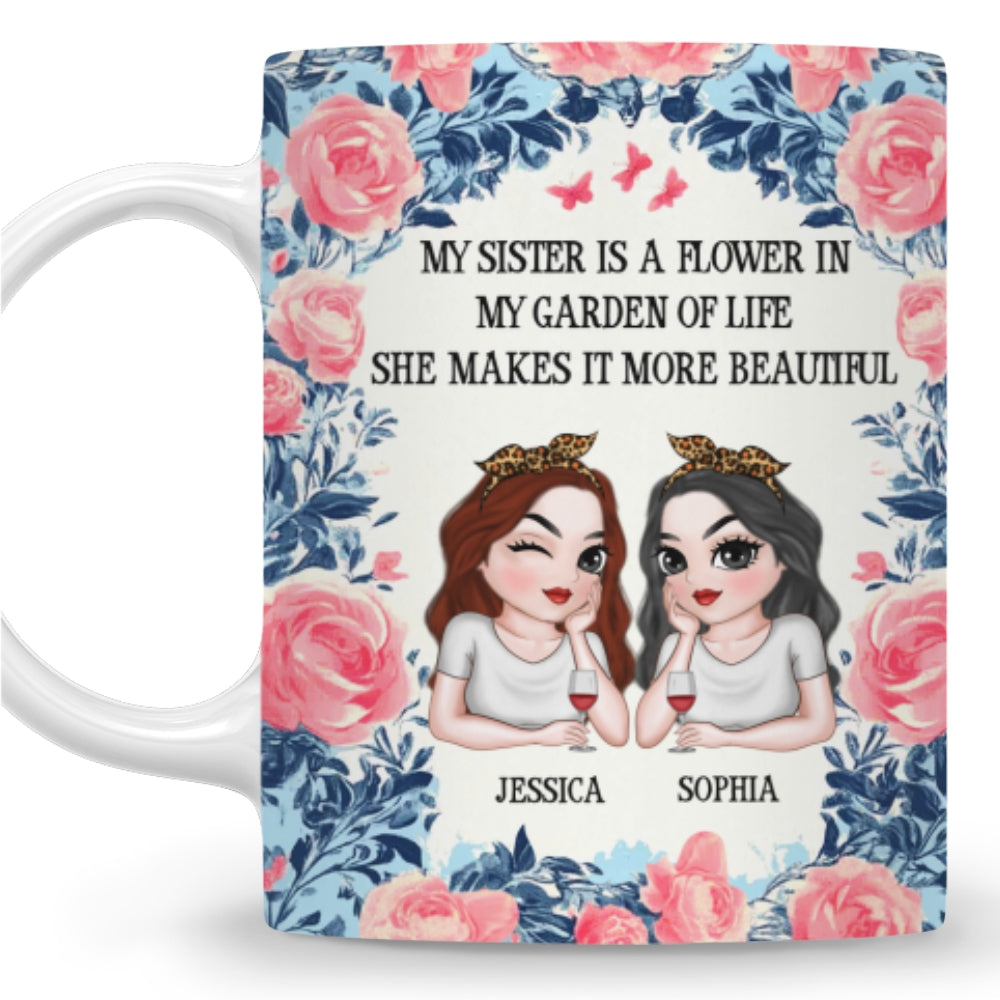 Sisters Bloom Beautifully - Personalized Custom Coffee Mug