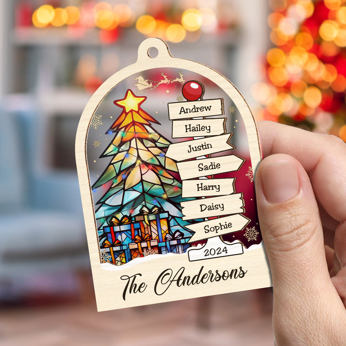 Family Sign - Personalized Custom Suncatcher Ornament