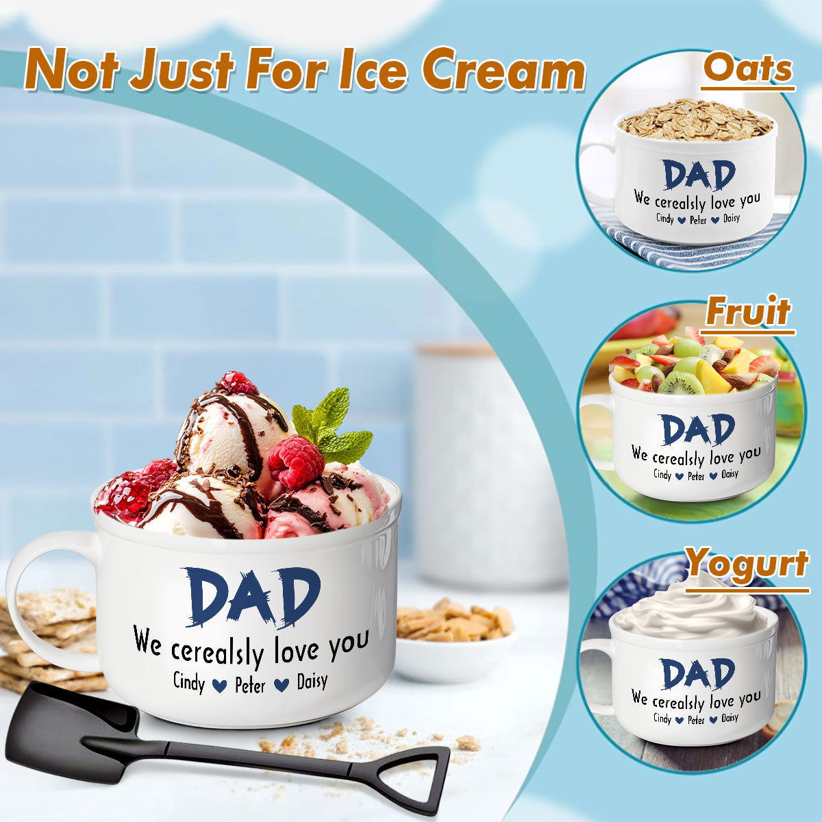 Dad We Cerealsly Love You - Personalized Custom Ceramic Bowl