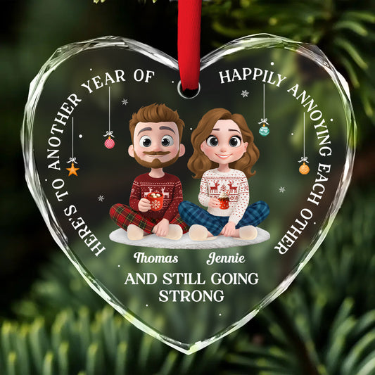 Another Year Of Happily - Personalized Custom Glass Ornament