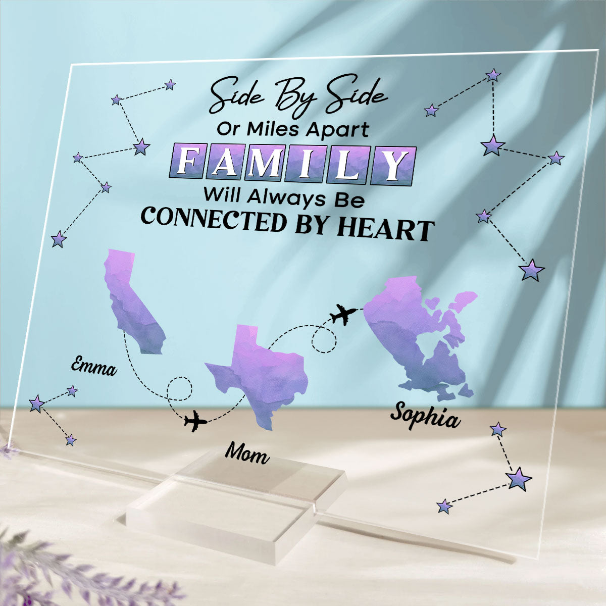 Side By Side -  Personalized Custom Acrylic Plaque With Base