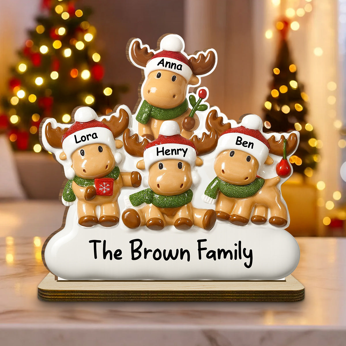 Cute Family - Personalized Custom 2-Layer Wood Plaque With Flat Base