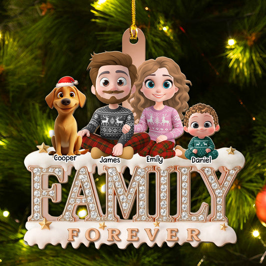 Forever Blessed With This Family - Personalized Custom 3D Effect Wood Ornament