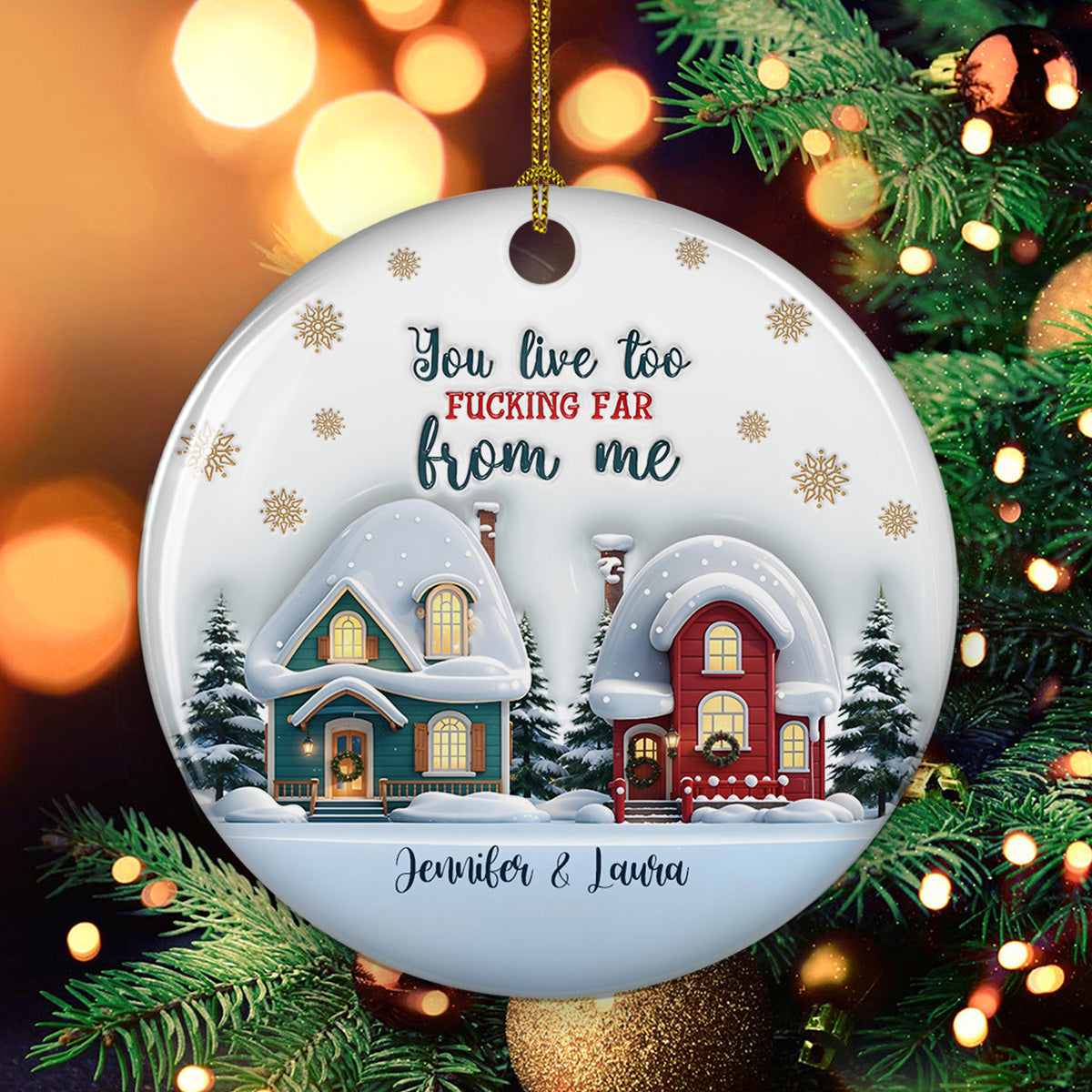 Live Closer - Personalized Custom 3D Inflated Effect Ceramic Ornament