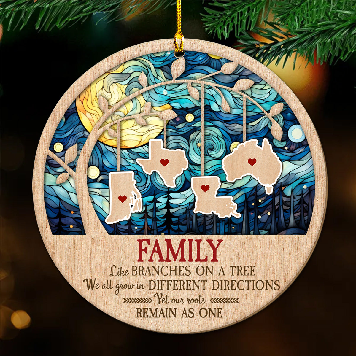 Family Like Branches On A Tree - Personalized Custom Wood Ornament