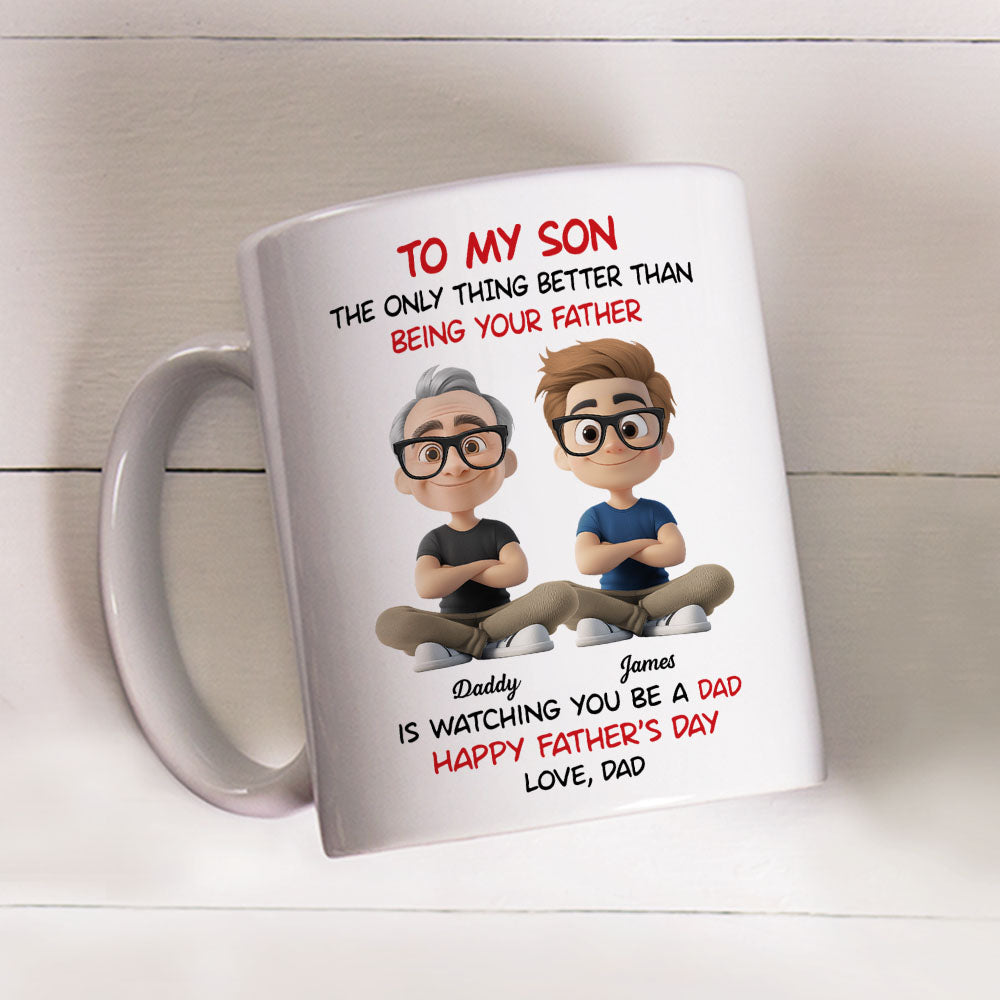 Dad To My Son Cartoonize - Personalized Custom Coffee Mug