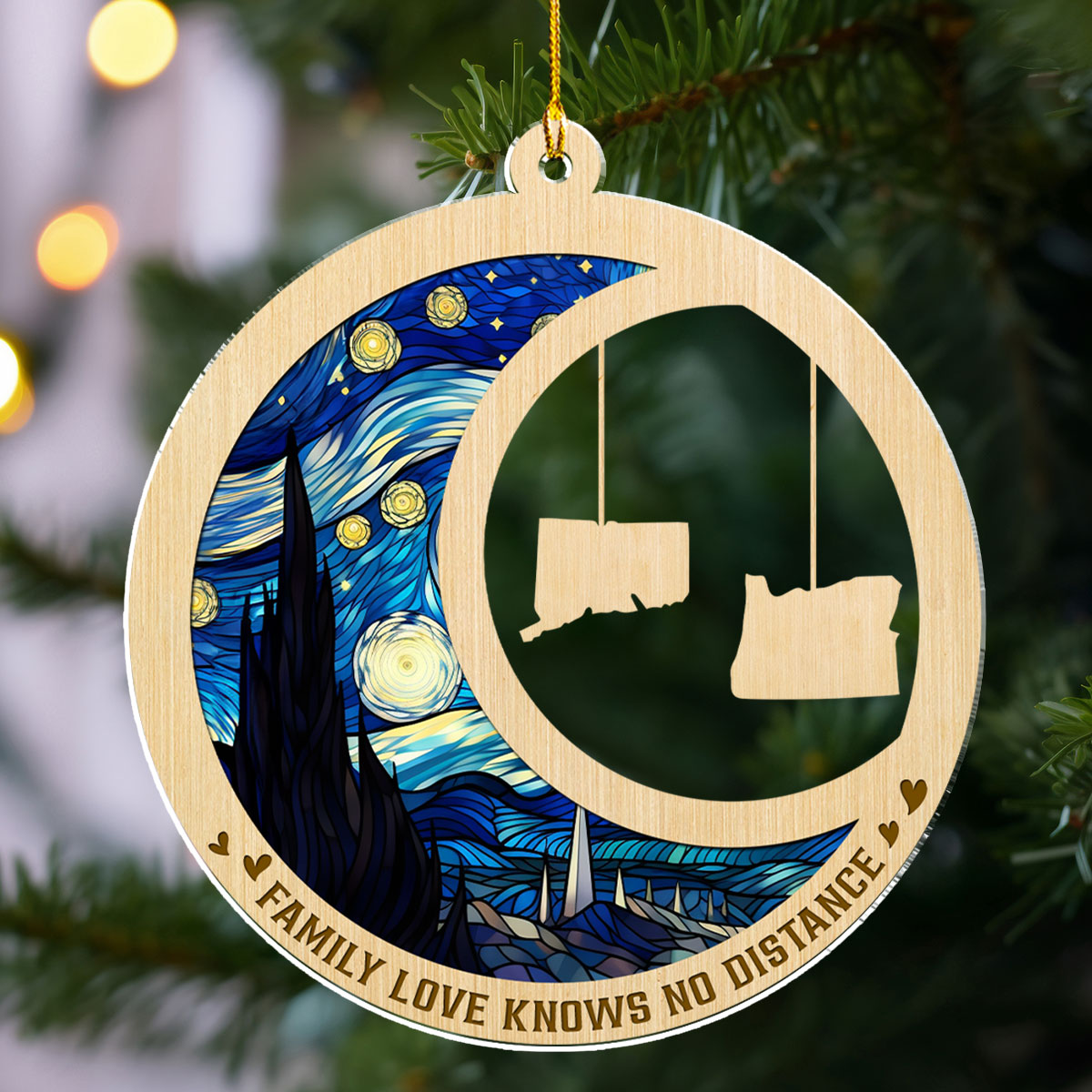 Family Love Knows No Distance Ver 2 - Personalized Custom Acrylic Ornament