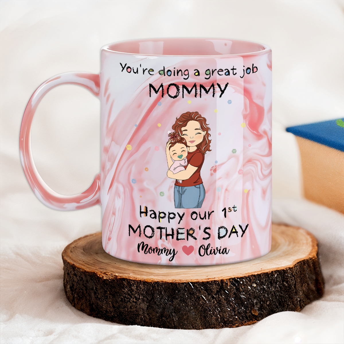 You Are Doing A Great Job - Personalized Custom Pink Marble Mug