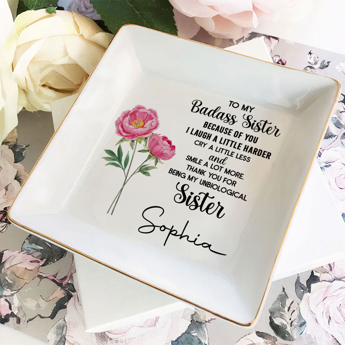 To My Badass Bestie - Personalized Custom Jewelry Dish