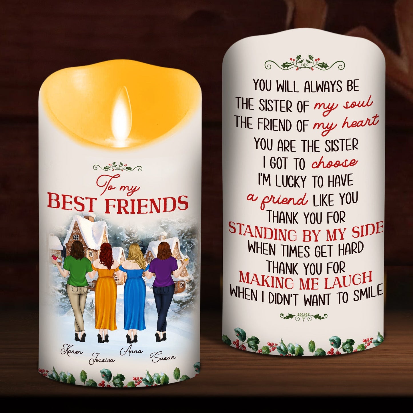 Christmas Cozy Crew - Personalized Custom LED Candle