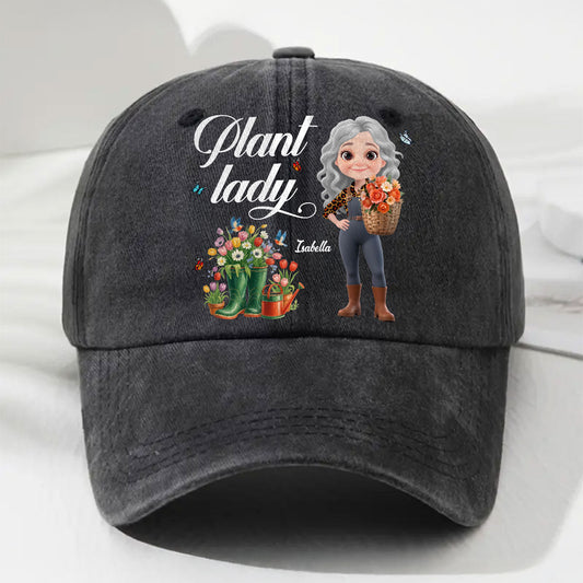 Plant Lady - Personalized Custom Vintage Washed Denim Cap
