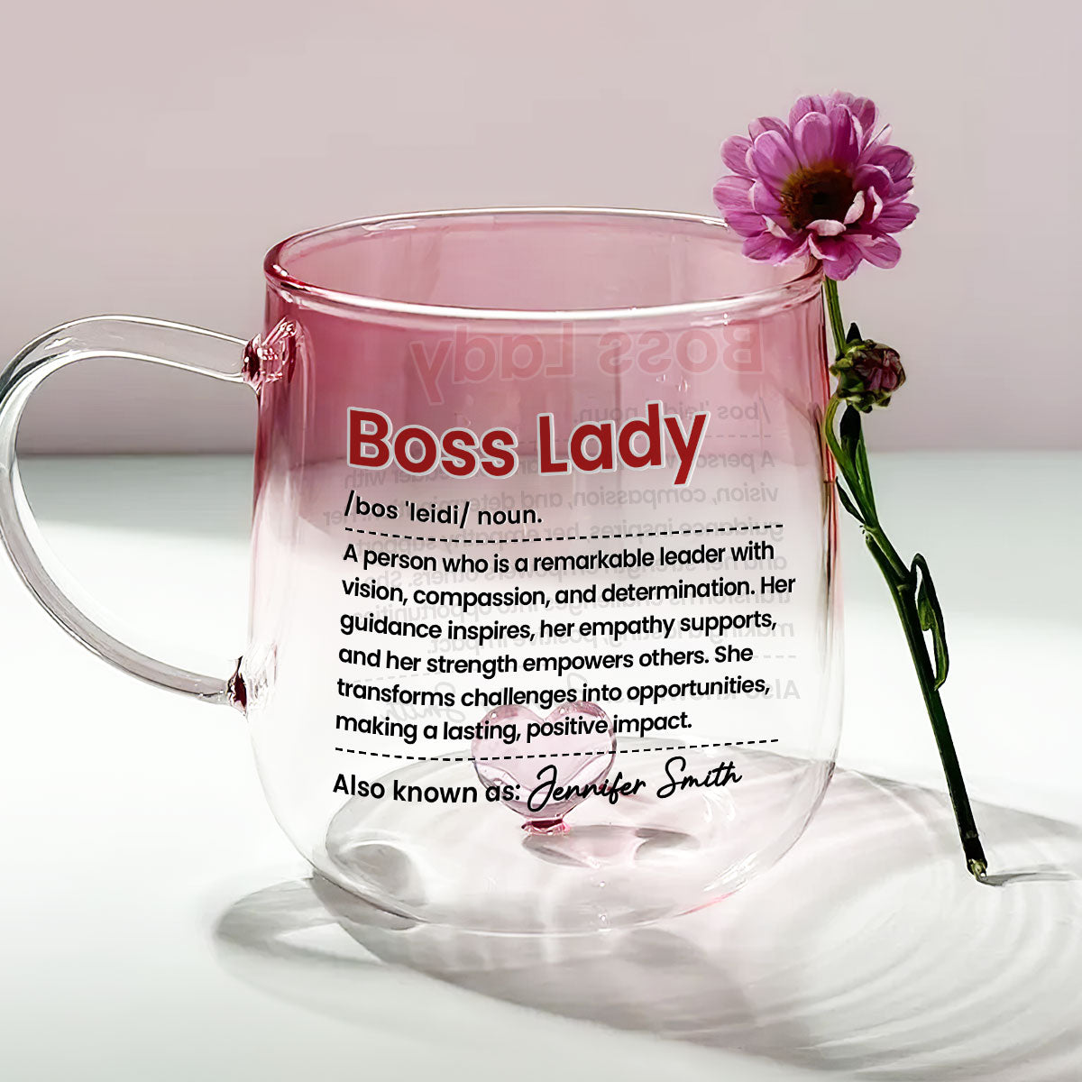 Boss Lady - Personalized Custom Pink Gradient Glass Mug