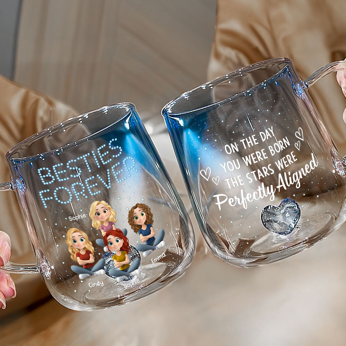 On The Day You Were Born - Personalized Custom Blue Gradient Glass Mug