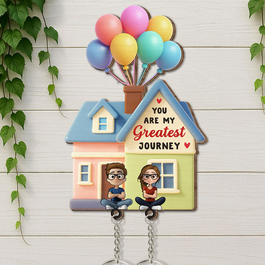 You Are My Greatest Journey - Personalized Custom Wooden Key Holder With Keychain