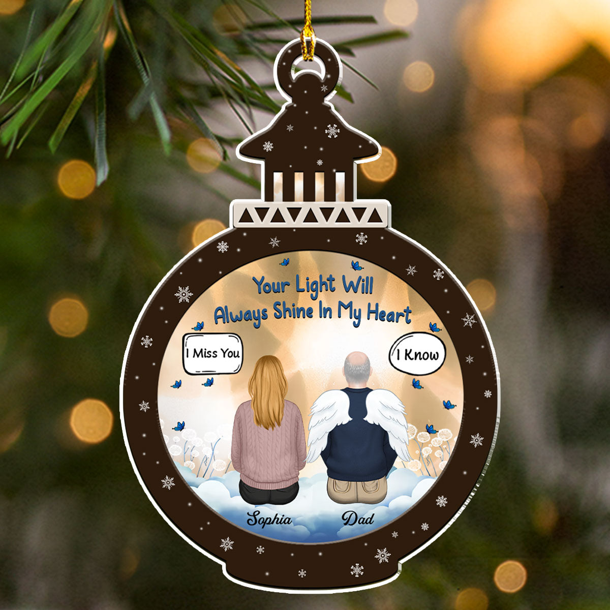 Your Light Will Always Shine In My Heart  - Personalized Custom Acrylic Ornament