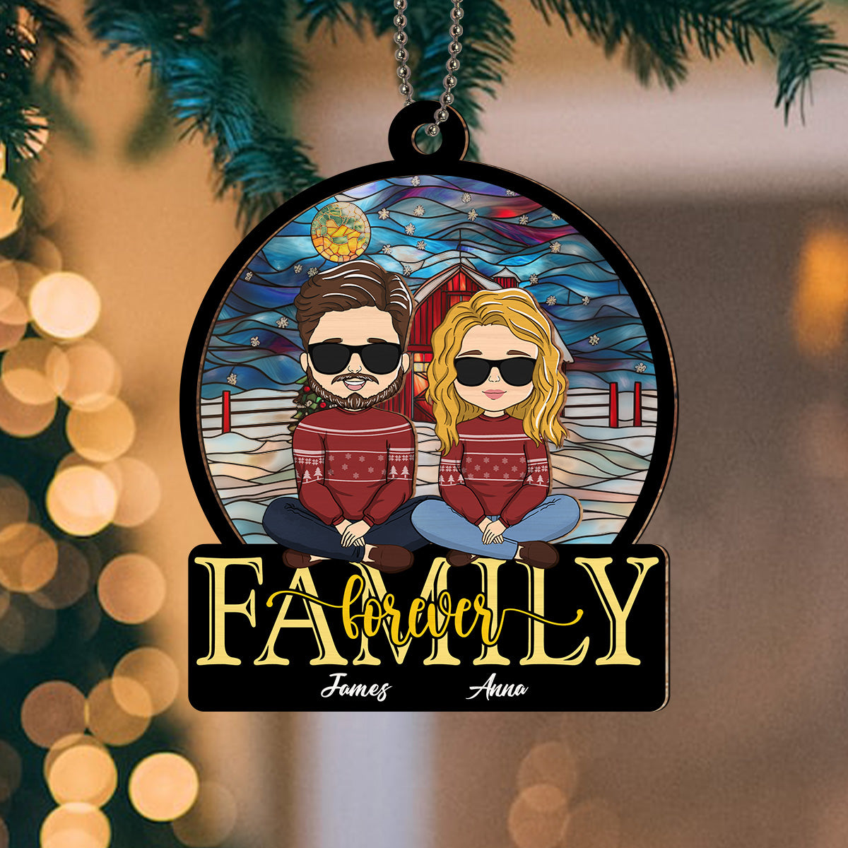 Family Forever - Personalized Custom Suncatcher Ornament