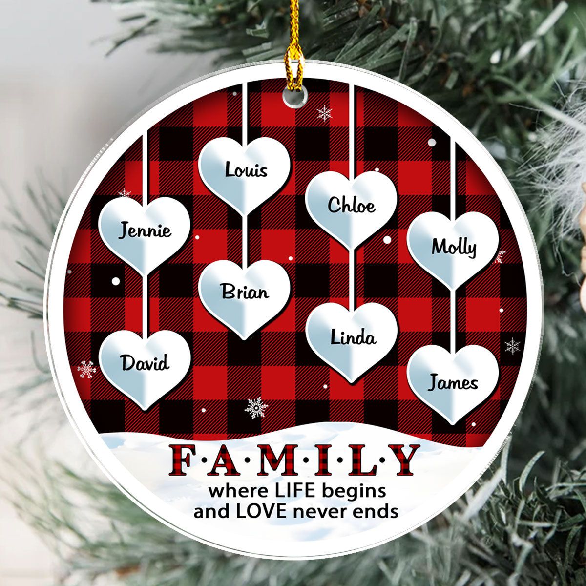 Family Where Life Begins - Personalized Custom Acrylic Ornament