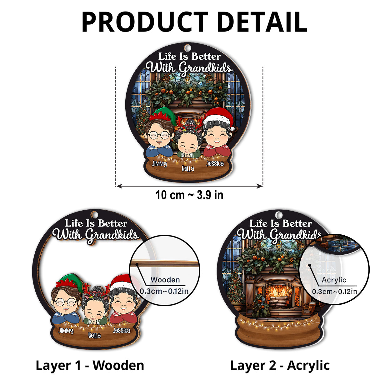 Life Is Better With Grandkids - Personalized Custom Suncatcher Ornament